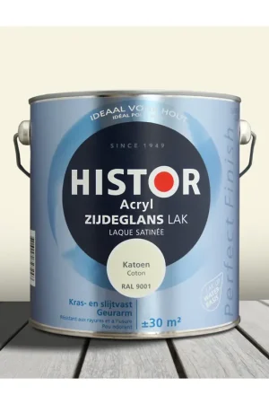 Beperkte Voorraad Histor Perfect Finish Acryl Zijdeglans Katoen (RAL 9001)